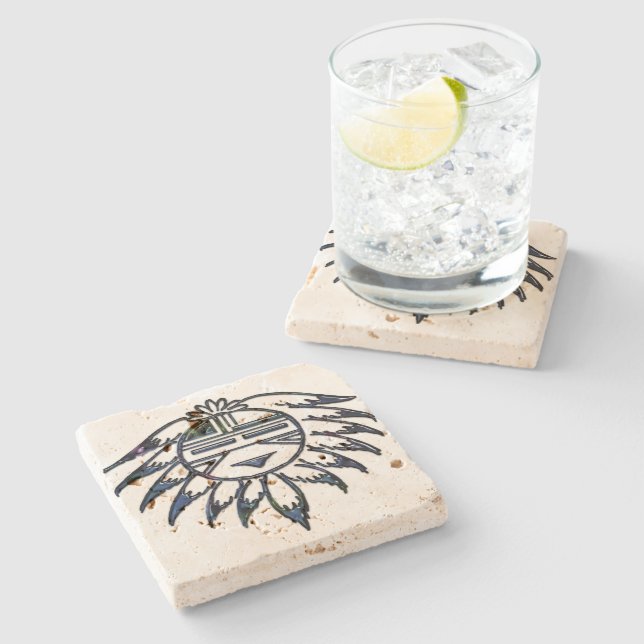 Pueblo Sun Native American Stone Coaster (Side)