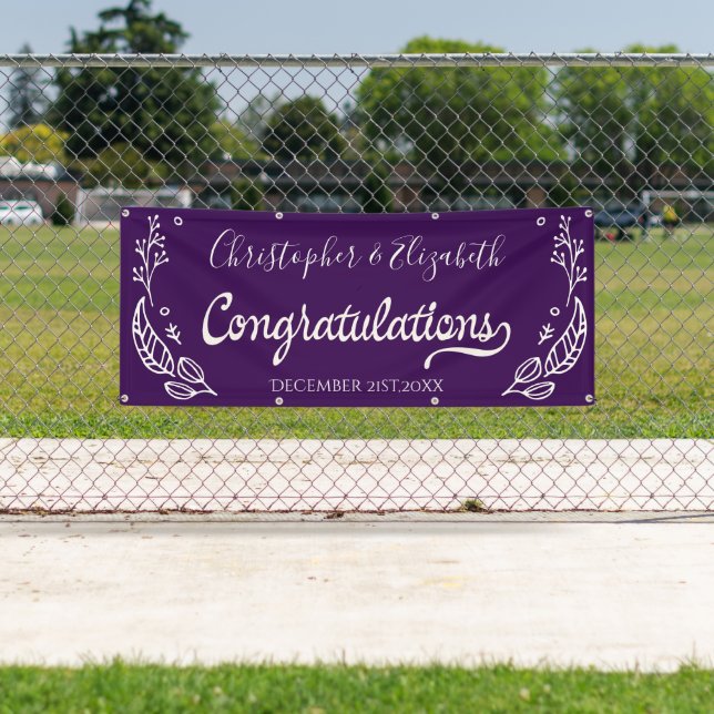 Pueplw White Elegant Chic Wedding Congratulations Banner (Insitu)