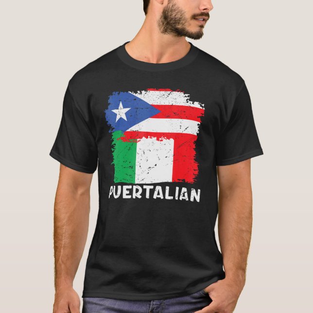 Puertalian Puerto Rican And Italian Flag T-Shirt (Front)