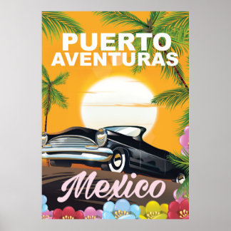 Puerto Aventuras Mexico travel poster