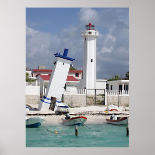 Puerto Morelos Lighthouse Poster