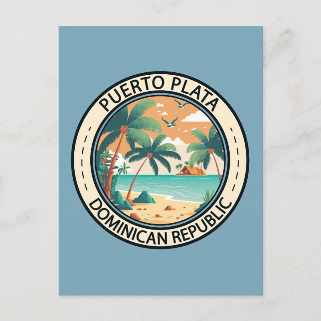 Puerto Plata Dominican Republic Hut Badge Postcard (Front)
