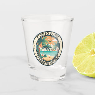 Puerto Plata Dominican Republic Hut Badge Shot Glass