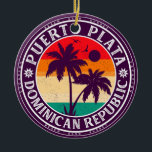Puerto Plata Dominican Republic Retro Palm Trees Ceramic Tree Decoration<br><div class="desc">Puerto Plata Dominican Republic,  retro beach souvenirs. travel design for summer lovers. this retro vintage design is a great holiday,  birthday,  and summer vacation gift idea.</div>