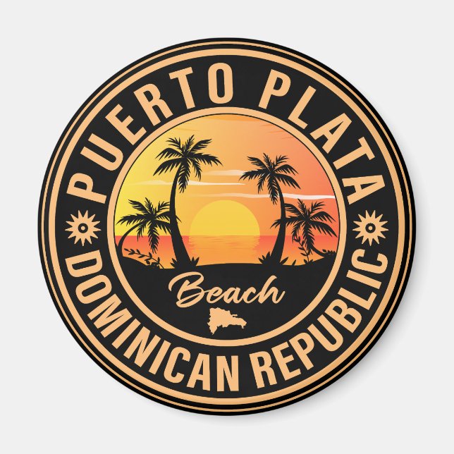 Puerto Plata Dominican Republic Retro SunsetPuerto Magnet (Front)