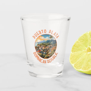 Puerto Plata Dominican Republic Sunset Retro Shot Glass