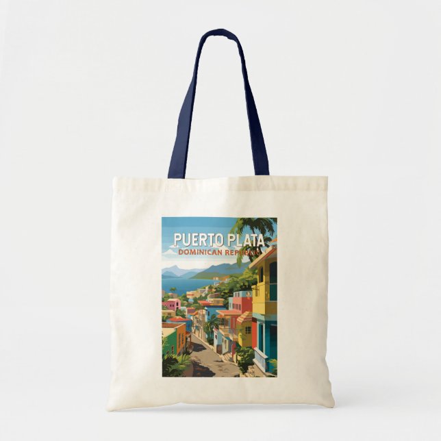Puerto Plata Dominican Republic Travel Art Vintage Tote Bag (Front)