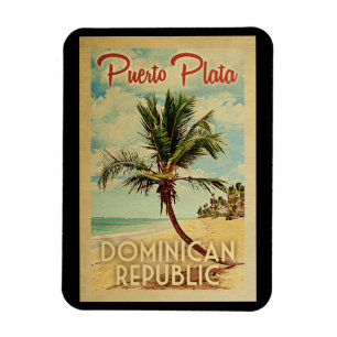 Puerto Plata Palm Tree Vintage Travel Magnet