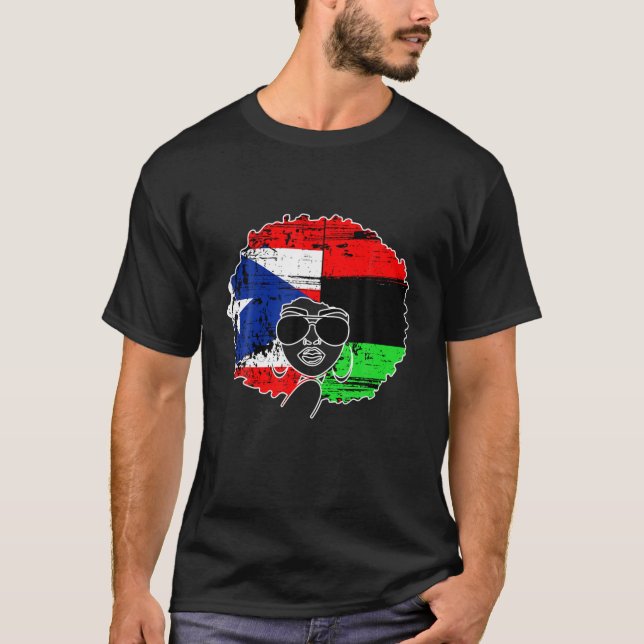 PUERTO RICAN AFRO LATINA, Boricua Puerto Rico Flag T-Shirt (Front)