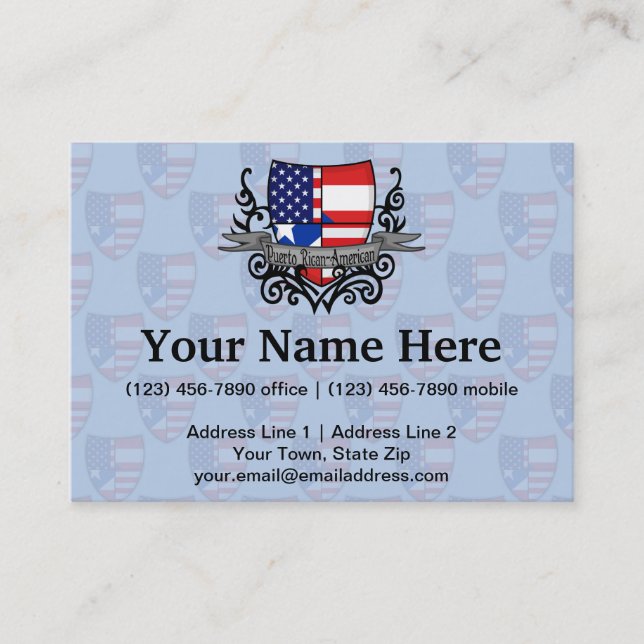 Puerto Rican-American Shield Flag Business Card (Front)