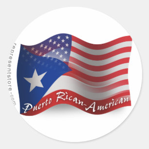 Puerto Rican-American Waving Flag Classic Round Sticker