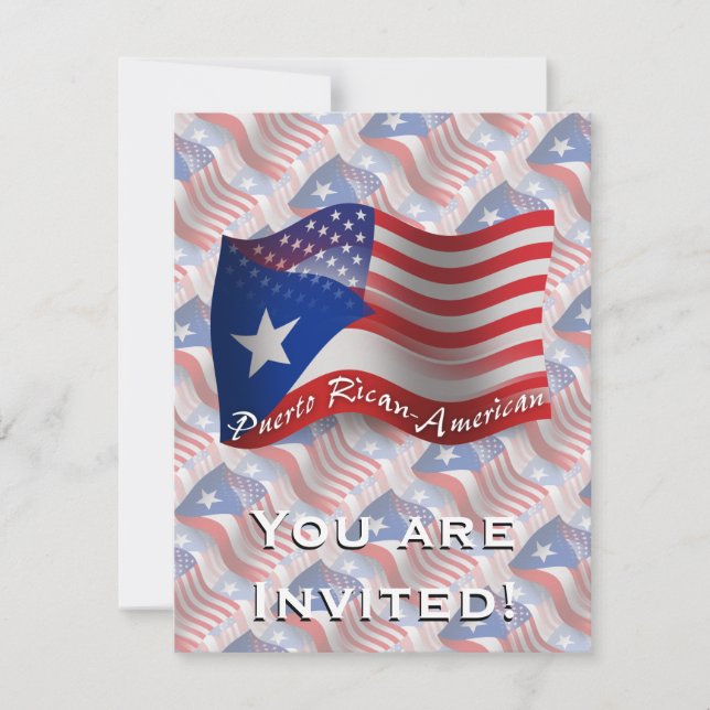 Puerto Rican-American Waving Flag Invitation (Front)