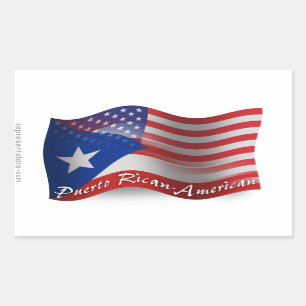 Puerto Rican-American Waving Flag Rectangular Sticker