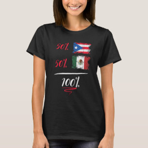 Puerto Rican And Mexican Heritage Flag Pride DNA H T-Shirt