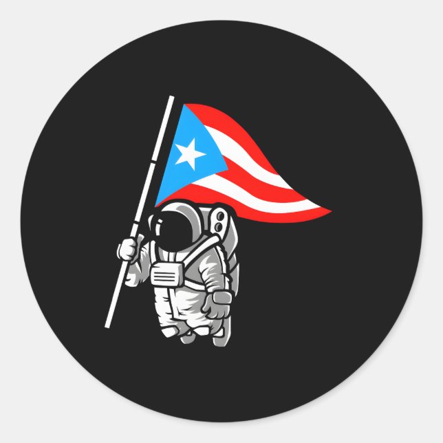 Puerto Rican Astronaut Boricua Flag Classic Round Sticker (Front)