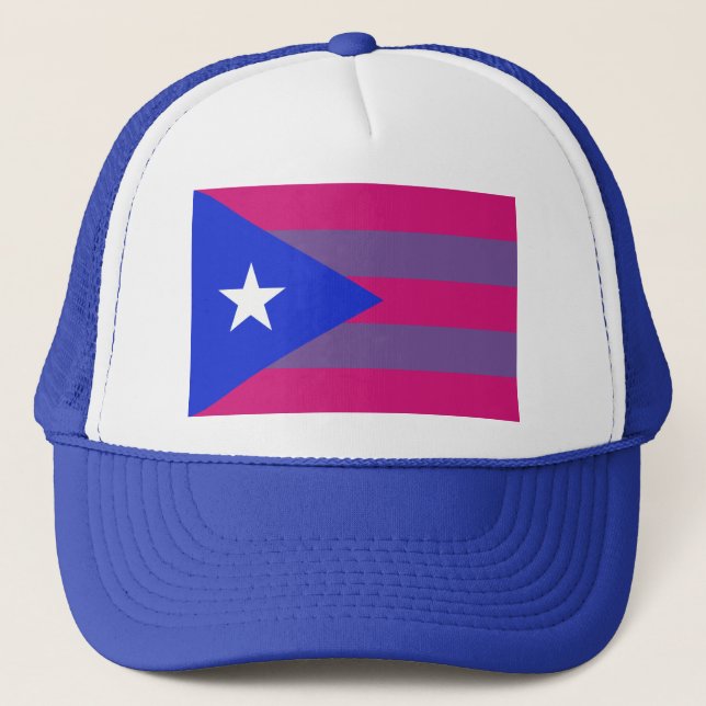 Puerto Rican Bi Pride Bisexual LGBT Trucker Hat (Front)