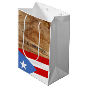 Puerto Rican Birthday Flag Theme Medium Gift Bag
