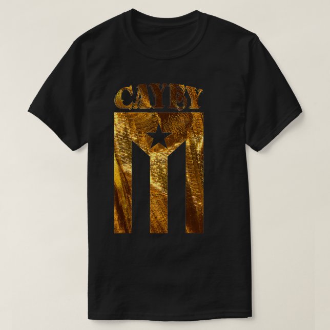 Puerto Rican Cayey Gold Boricua, Puerto Rico Flag  T-Shirt (Design Front)