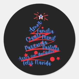 Puerto Rican Christmas Feliz Navidad  Classic Round Sticker