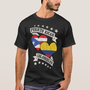Puerto Rican Colombian Heart Flags T-Shirt