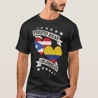 Puerto Rican Colombian Heart Flags T-Shirt