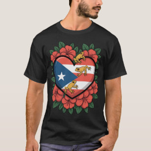 Puerto Rican Coqui Heart Tropical Design T-Shirt