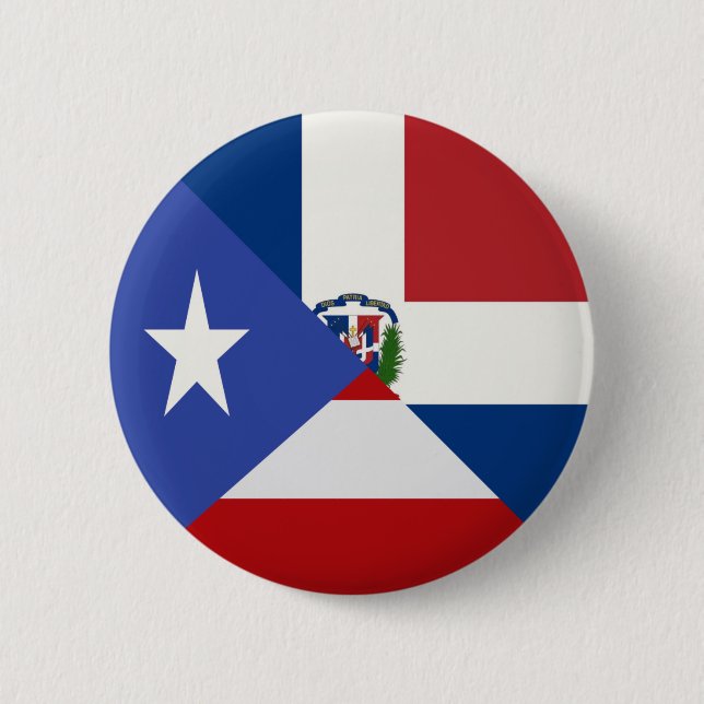 Puerto Rican Dominican Flag | PR DR Republic 6 Cm Round Badge (Front)