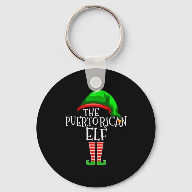 Puerto Rican Elf Family Matching Group Christmas G Key Ring (Front)