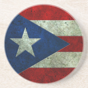 Puerto Rican Flag Aged Steel Effect Coaster