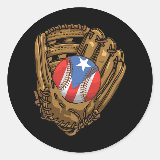 Puerto Rican Flag Baseball Sport Puerto Rico Baseb Classic Round Sticker (Front)