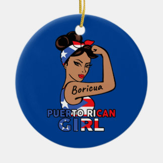 Puerto Rican Flag Boricua Girl Womens Puerto Rico Ceramic Tree Decoration