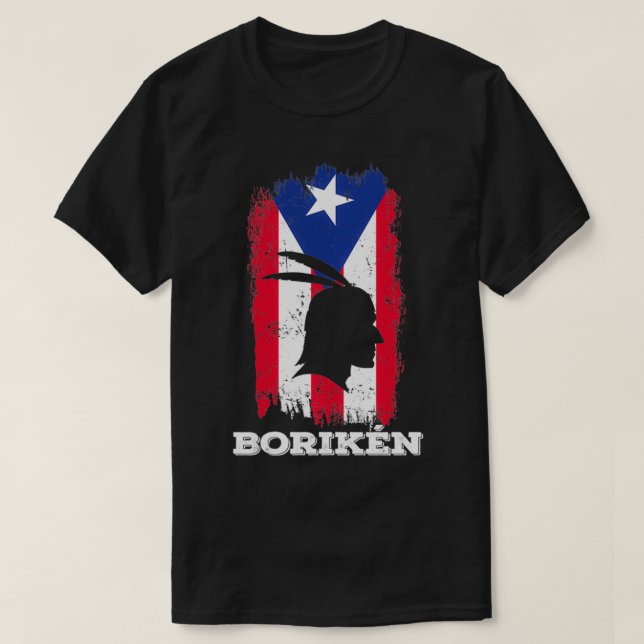 Puerto Rican Flag Boriken Borinquen Taino Sun Bori T-Shirt (Design Front)