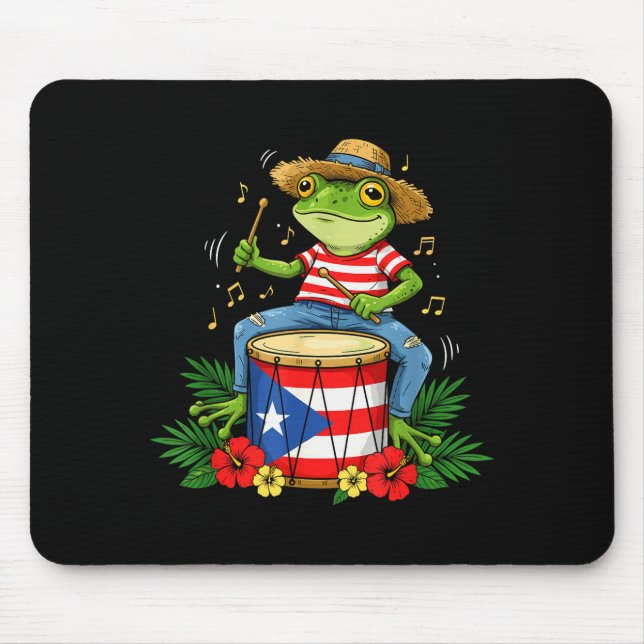 Puerto Rican Flag Coqui Frog Puerto Rico Hispanic  Mouse Mat (Front)