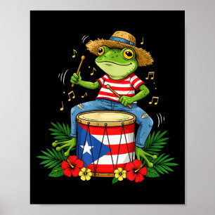 Puerto Rican Flag Coqui Frog Puerto Rico Hispanic Poster