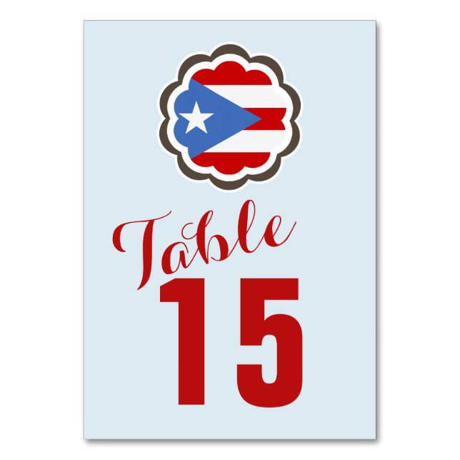 Puerto Rican Flag Flower Table Number (Front)