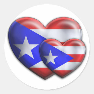 Puerto Rican Flag Hearts Classic Round Sticker