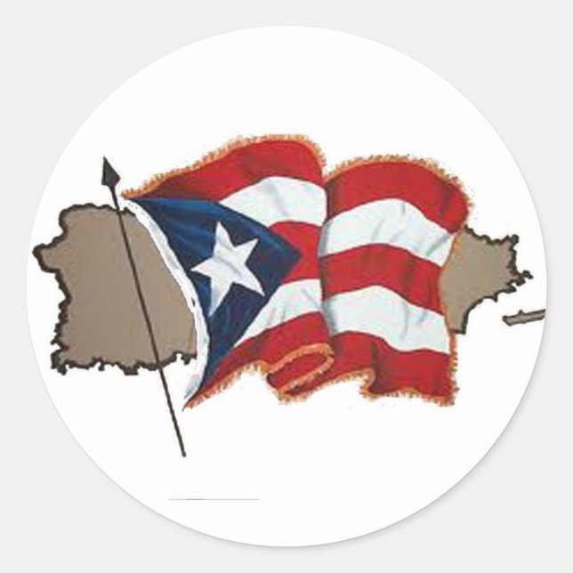Puerto Rican Flag & Island Classic Round Sticker (Front)