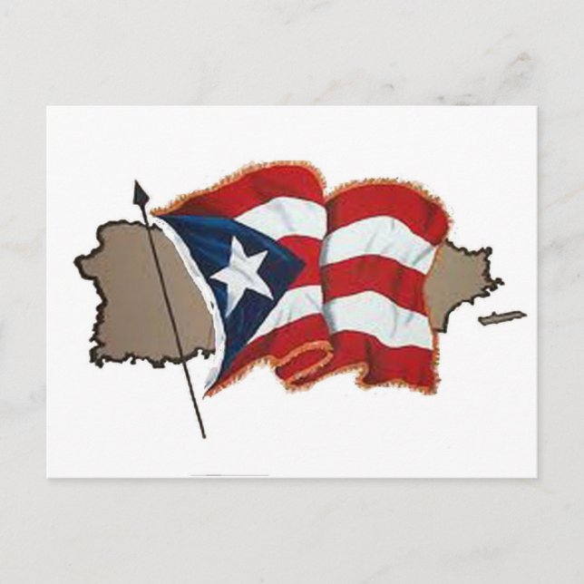 Puerto Rican Flag & Island Postcard (Front)