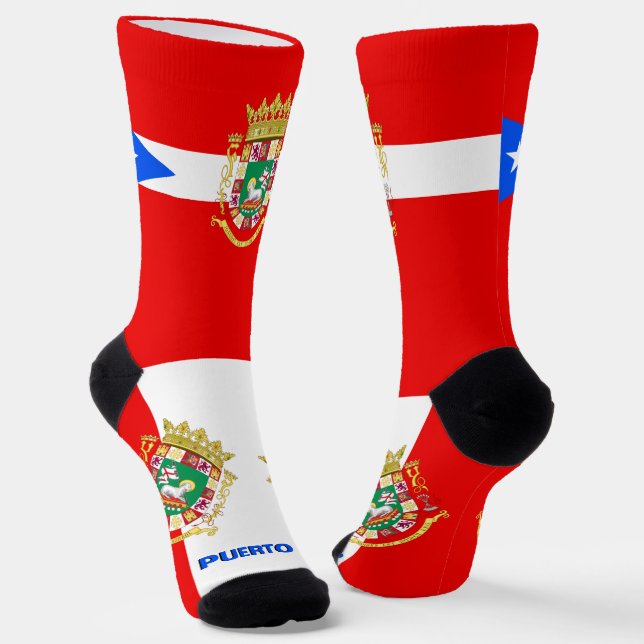 Puerto Rican Flag Patriotic, Premium Puerto Rico Socks (Angled)