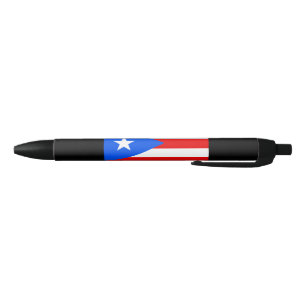 Puerto Rican Flag (Puerto Rico) Black Ink Pen