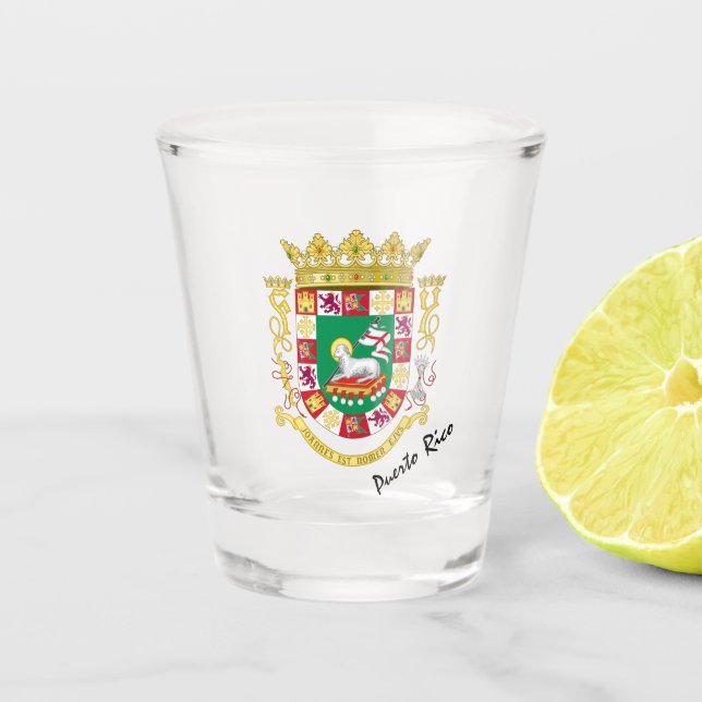 Puerto Rican Flag & Puerto Rico emblem / party Shot Glass (Front)