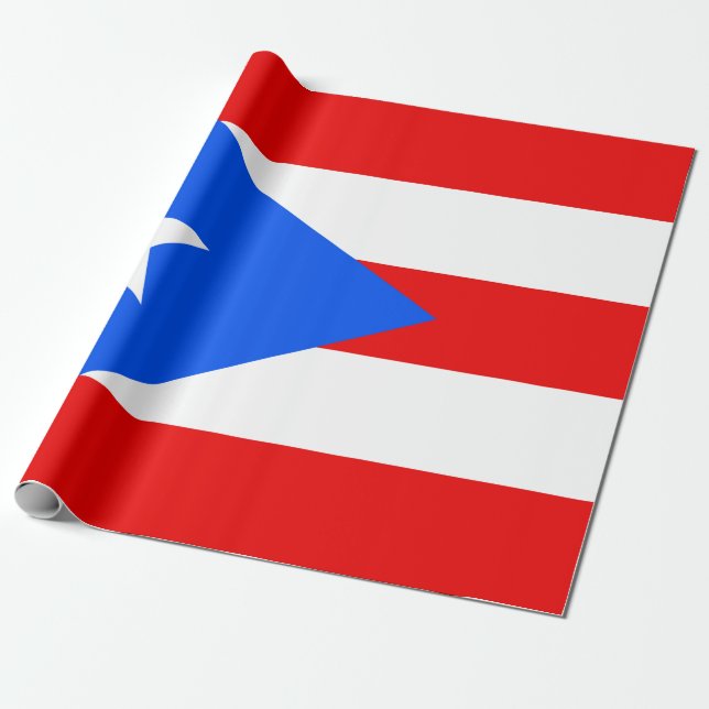 Puerto Rican Flag (Puerto Rico) Wrapping Paper (Unrolled)