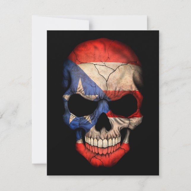 Puerto Rican Flag Skull on Black (Front)