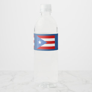 Puerto Rican Flag Water Bottle Label