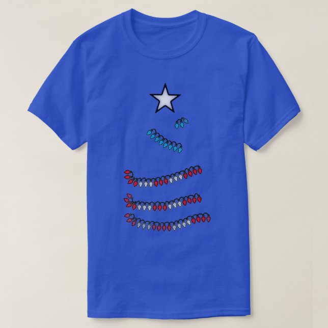 Puerto Rican Flag Xmas Lights Tree  T-Shirt (Design Front)