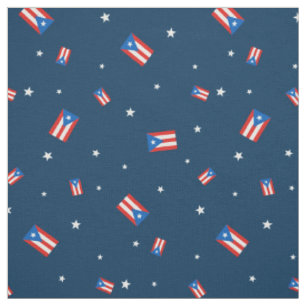 Puerto Rican Flags and Stars Navy Fabric