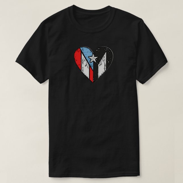 Puerto Rican Flags | Boricua Heart, Puerto Rico T-Shirt (Design Front)