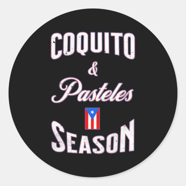 Puerto Rican Food Coquito Pasteles Season Classic Round Sticker (Front)