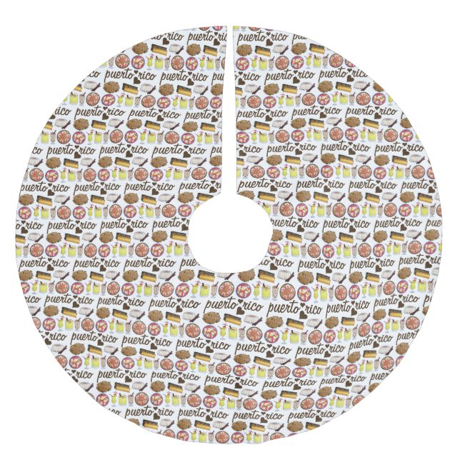 Puerto Rican Food Cuisine Love Puerto Rico Foodie Brushed Polyester Tree Skirt (Front)