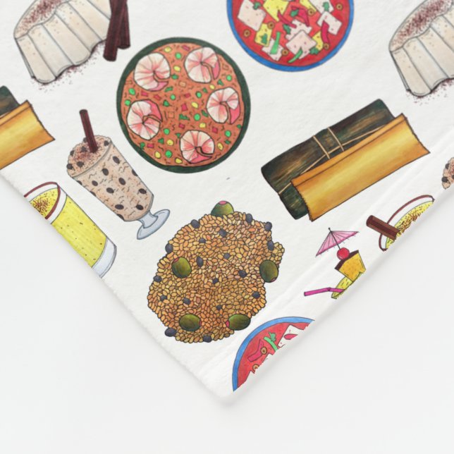 Puerto Rican Food Cuisine Love Puerto Rico Foodie Fleece Blanket (Corner)